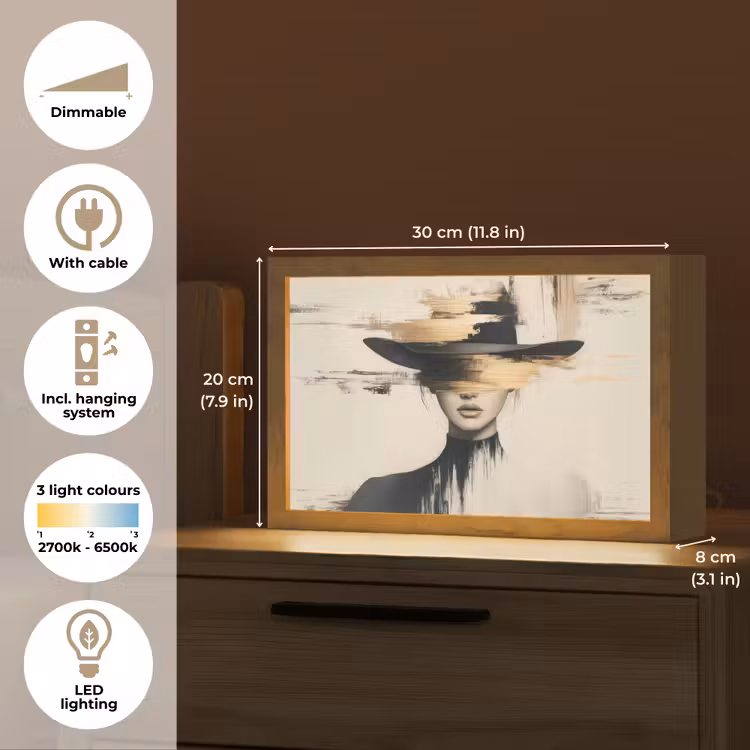 Vrouw - Hoed - Verf Light Box met kabel (Tafellamp) klein -USP_EN