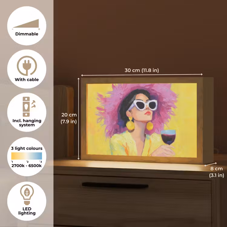Vrouw - Hoed - Paars - Wijn Light Box met kabel (Tafellamp) klein -USP_EN