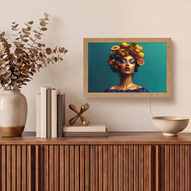 Vrouw - Hoodtooi - Tropisch - Fruit - Druiven Light Box met kabel (Tafellamp) klein -sfeer2