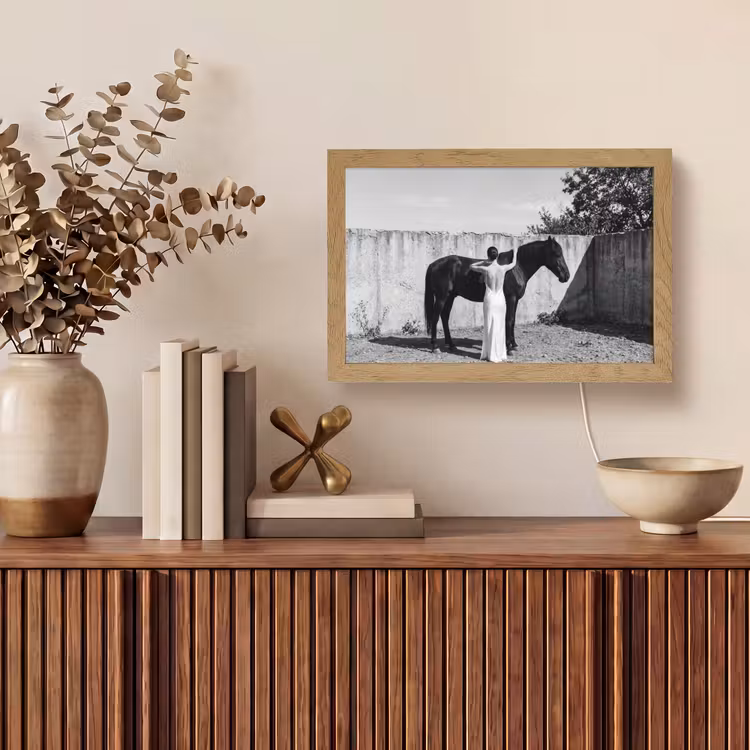 Vrouw - Paard - Artistiek Light Box met kabel (Tafellamp) klein -sfeer2