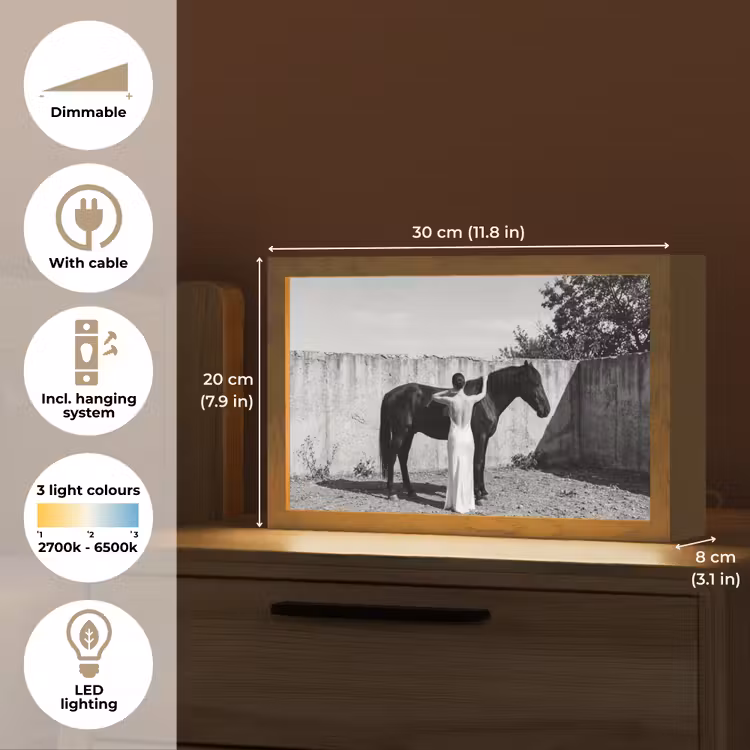 Vrouw - Paard - Artistiek Light Box met kabel (Tafellamp) klein -USP_EN