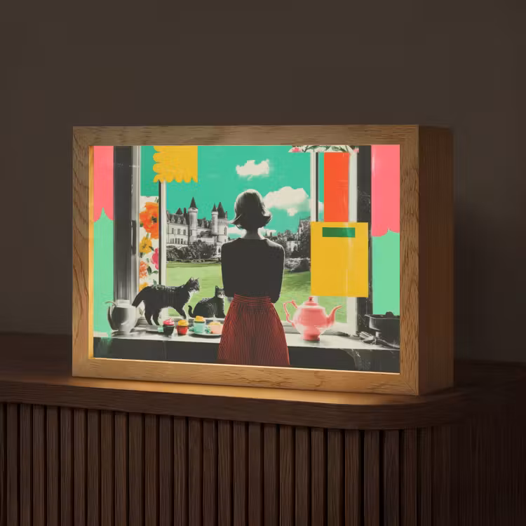 Vrouw - Keuken - Katten - Doorkijk Light Box met kabel (Tafellamp) klein -z3d_website