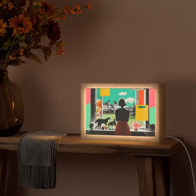 Vrouw - Keuken - Katten - Doorkijk Light Box met kabel (Tafellamp) klein -sfeer4