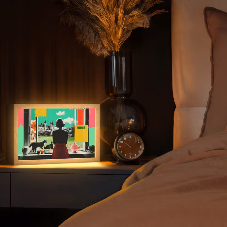 Vrouw - Keuken - Katten - Doorkijk Light Box met kabel (Tafellamp) klein -sfeer1
