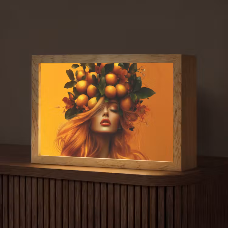 Vrouw - Citroenen - Bloesem - Geel Light Box met kabel (Tafellamp) klein -z3d_website