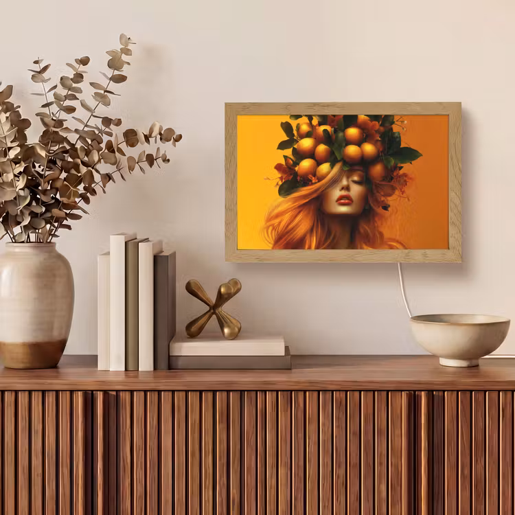 Vrouw - Citroenen - Bloesem - Geel Light Box met kabel (Tafellamp) klein -sfeer2