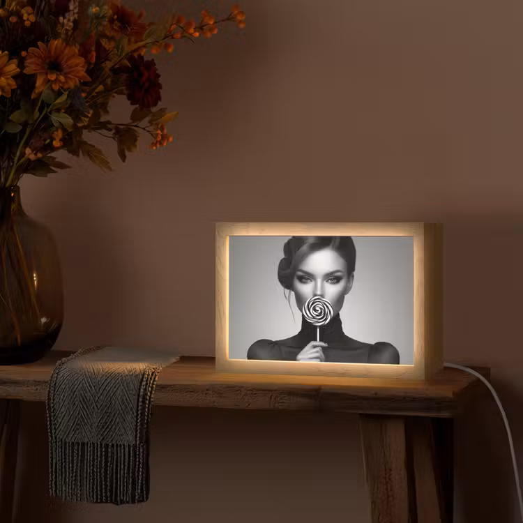 Vrouw - Lolly - Zwart Light Box met kabel (Tafellamp) klein -sfeer4