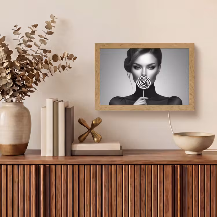 Vrouw - Lolly - Zwart Light Box met kabel (Tafellamp) klein -sfeer2
