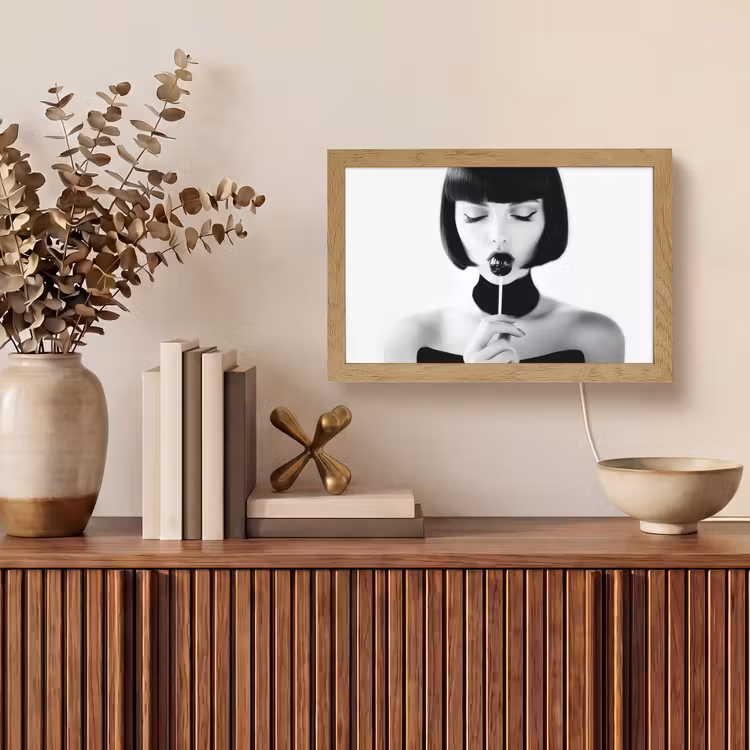 Vrouw - Lolly - Zwart - Wit Light Box met kabel (Tafellamp) klein -sfeer2