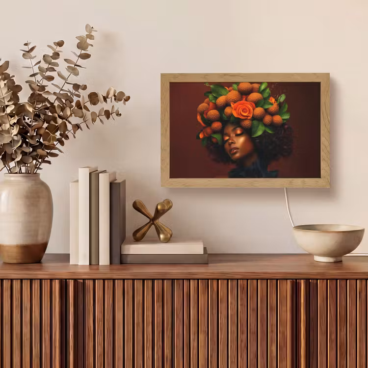 Vrouw - lychee - exotisch Light Box met kabel (Tafellamp) klein -sfeer2