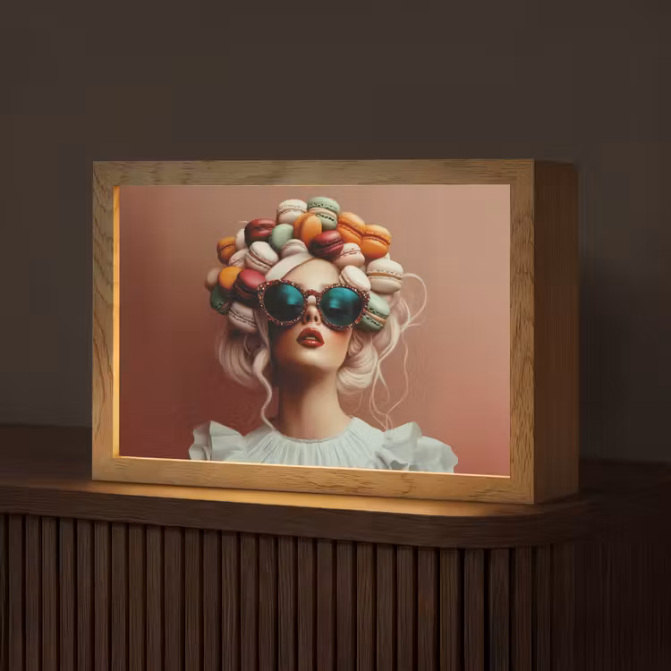 Vrouw - Macarons - Bril Light Box met kabel (Tafellamp) klein -z3d_website