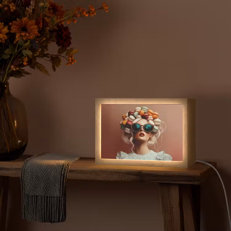 Vrouw - Macarons - Bril Light Box met kabel (Tafellamp) klein -sfeer4