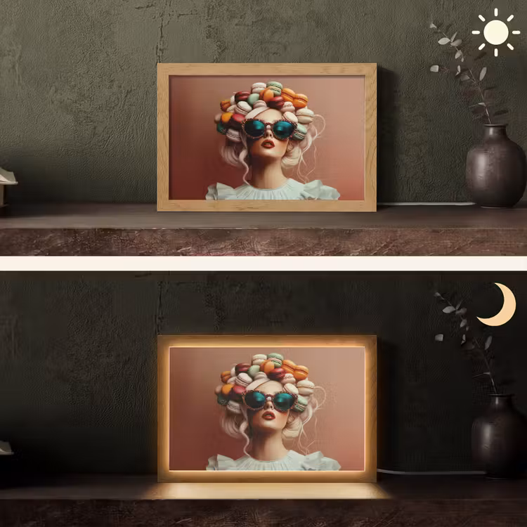 Vrouw - Macarons - Bril Light Box met kabel (Tafellamp) klein -sfeer3