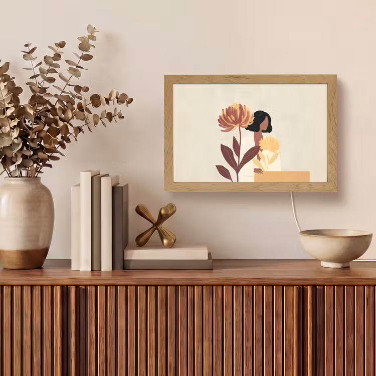 Vrouw - Minimalistisch - Bloem Light Box met kabel (Tafellamp) klein -sfeer2