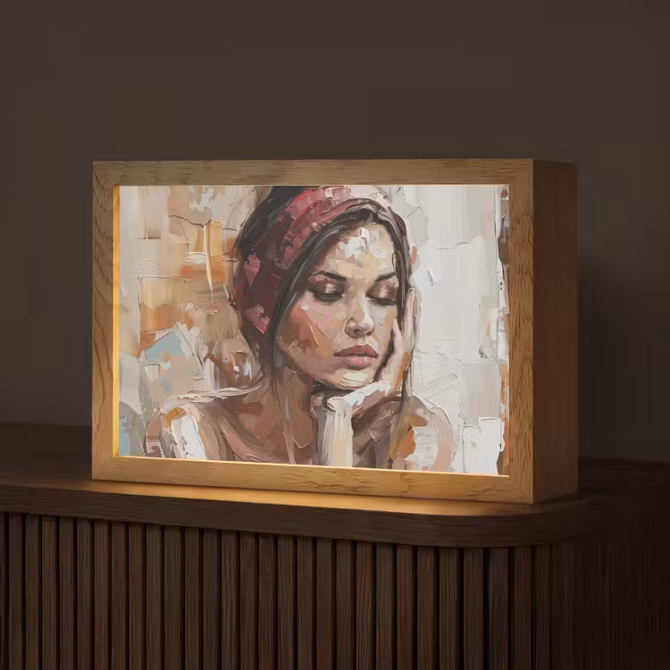 Vrouw - Verflook - Portret - Modern Light Box met kabel (Tafellamp) klein -z3d_website
