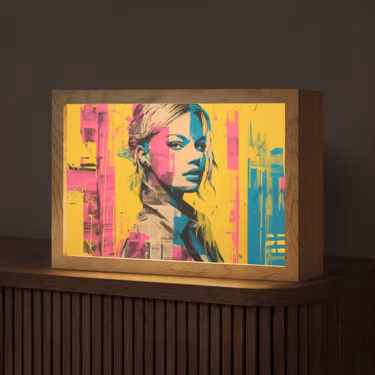 Vrouw - Verfstrepen - Gekleurd Light Box met kabel (Tafellamp) klein -z3d_website