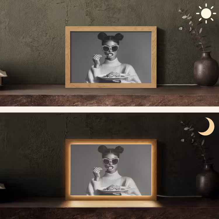 Vrouw - Pasta - Zonnebril Light Box met kabel (Tafellamp) klein -sfeer3
