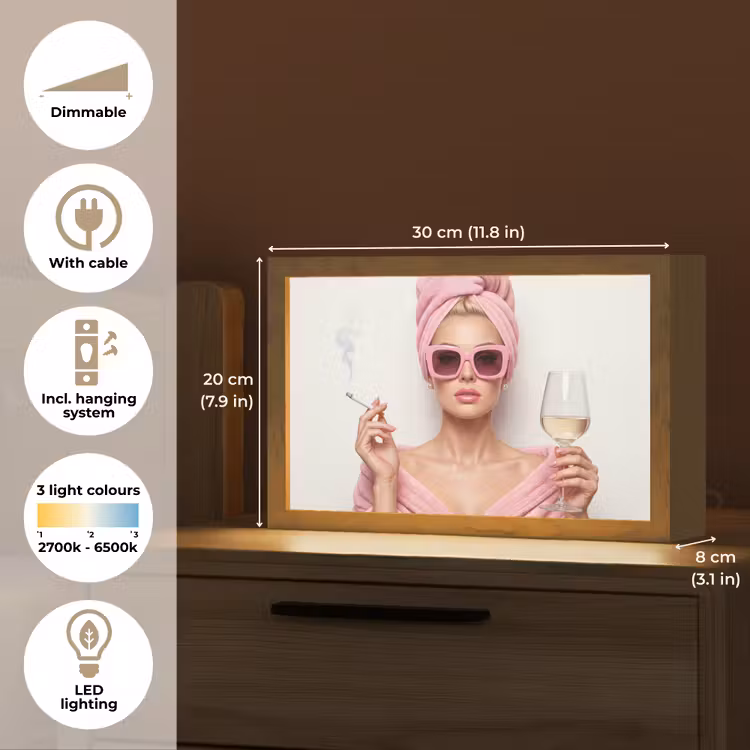 Vrouw - Roze - Wijn - Zonnebril Light Box met kabel (Tafellamp) klein -USP_EN