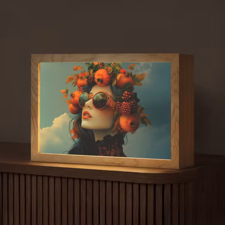 Vrouw - Granaatappel - Herfst - Zonnebril Light Box met kabel (Tafellamp) klein -z3d_website