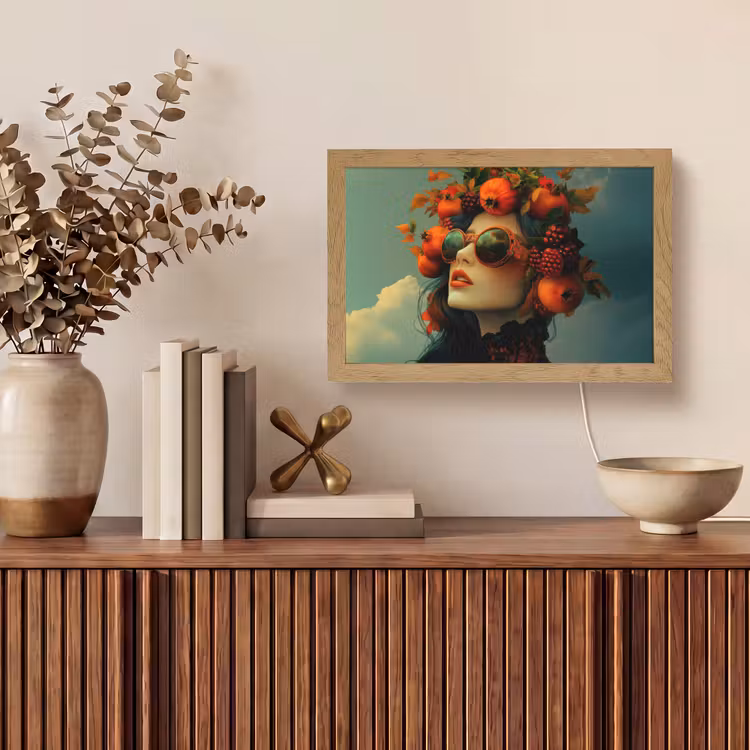 Vrouw - Granaatappel - Herfst - Zonnebril Light Box met kabel (Tafellamp) klein -sfeer2