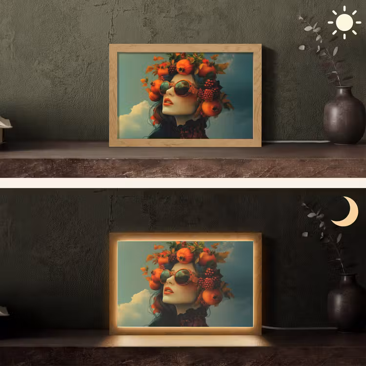 Vrouw - Granaatappel - Herfst - Zonnebril Light Box met kabel (Tafellamp) klein -sfeer3