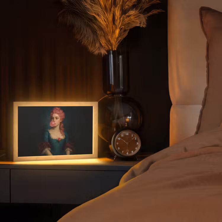Vrouw - Portret - Kauwgombel Light Box met kabel (Tafellamp) klein -sfeer1