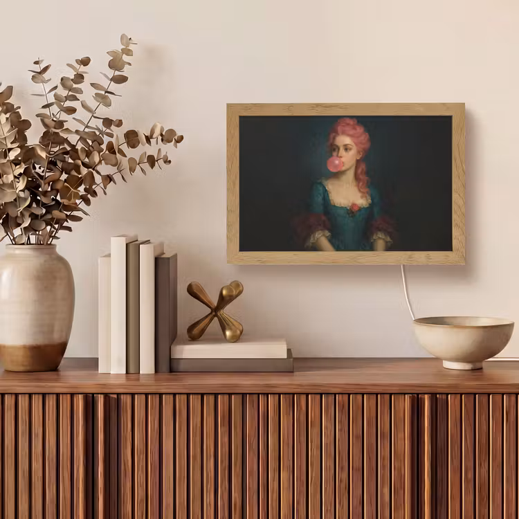 Vrouw - Portret - Kauwgombel Light Box met kabel (Tafellamp) klein -sfeer2