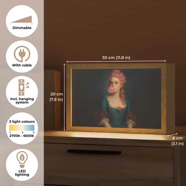 Vrouw - Portret - Kauwgombel Light Box met kabel (Tafellamp) klein -USP_EN