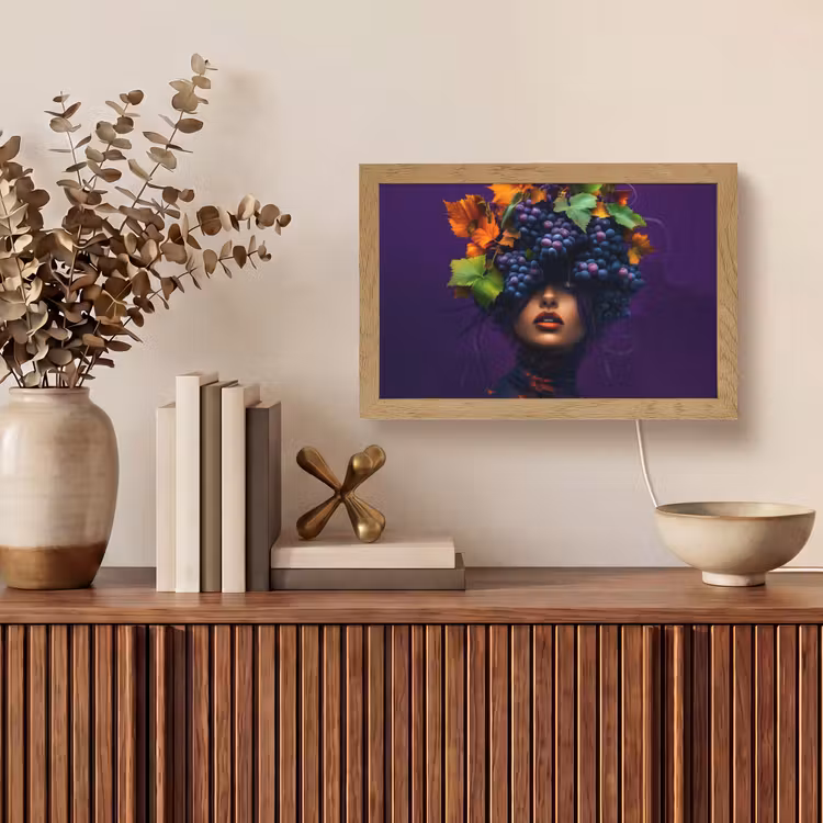 Vrouw - Paars - Druiven Light Box met kabel (Tafellamp) klein -sfeer2