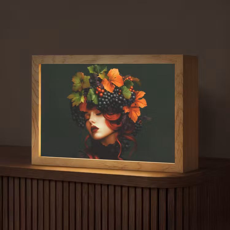 Vrouw - Rood - Groen - Druiven Light Box met kabel (Tafellamp) klein -z3d_website