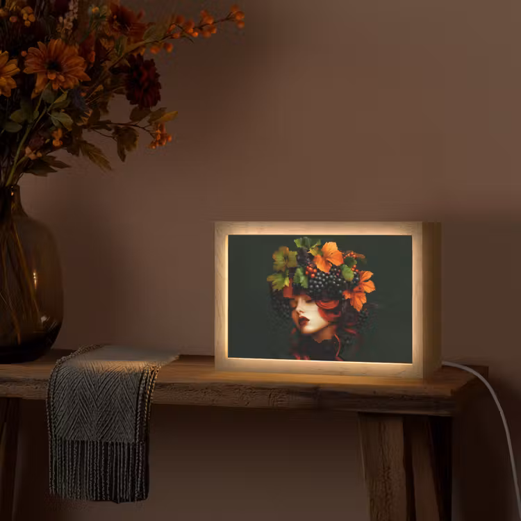 Vrouw - Rood - Groen - Druiven Light Box met kabel (Tafellamp) klein -sfeer4