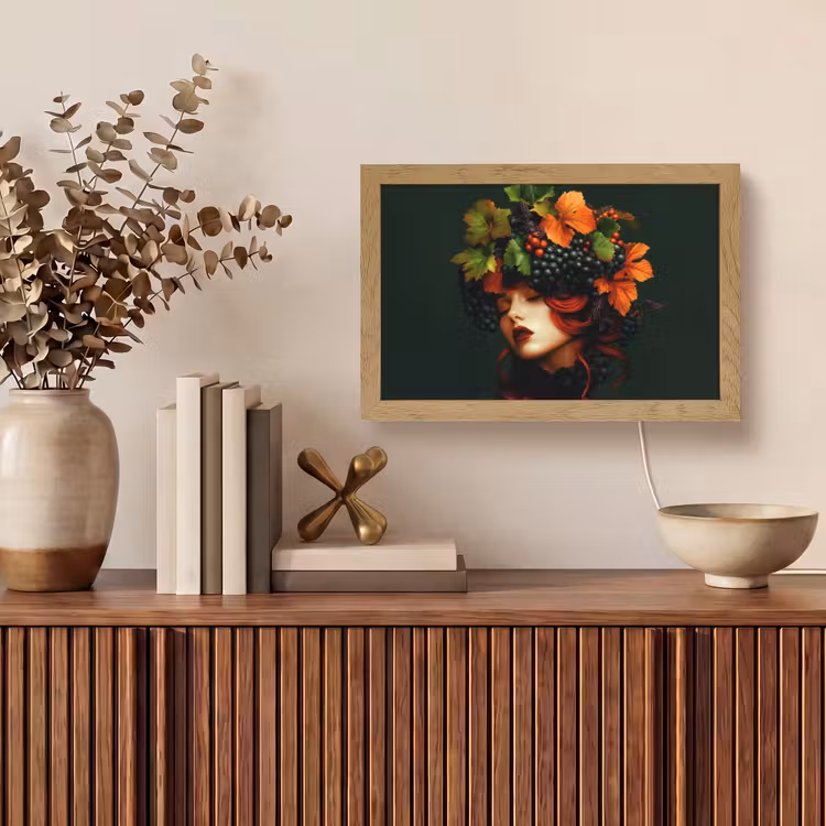 Vrouw - Rood - Groen - Druiven Light Box met kabel (Tafellamp) klein -sfeer2