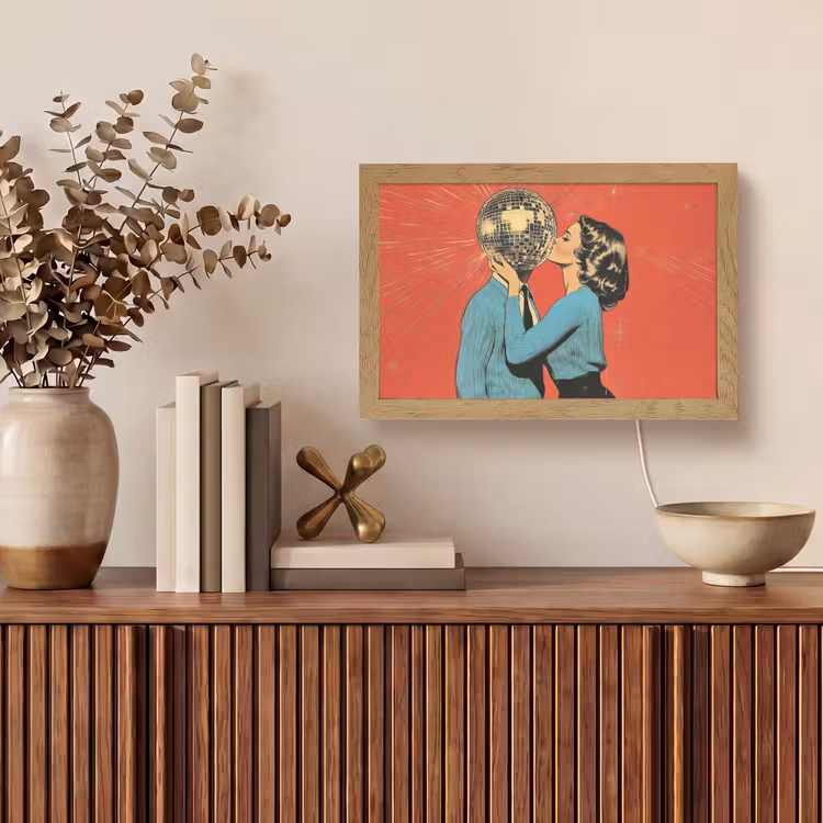 Vrouw - Retro - Discobal - Kus Light Box met kabel (Tafellamp) klein -sfeer2