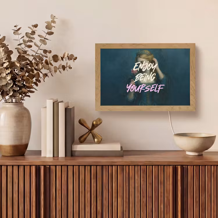 Vrouw - Roos - Quote Light Box met kabel (Tafellamp) klein -sfeer2