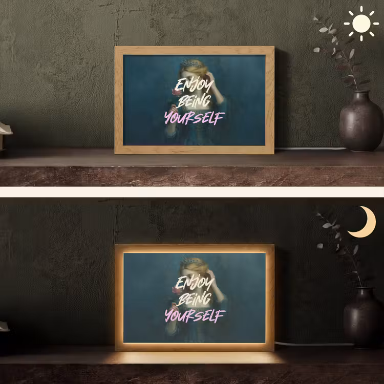 Vrouw - Roos - Quote Light Box met kabel (Tafellamp) klein -sfeer3