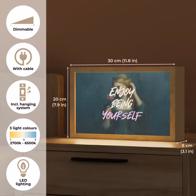 Vrouw - Roos - Quote Light Box met kabel (Tafellamp) klein -USP_EN