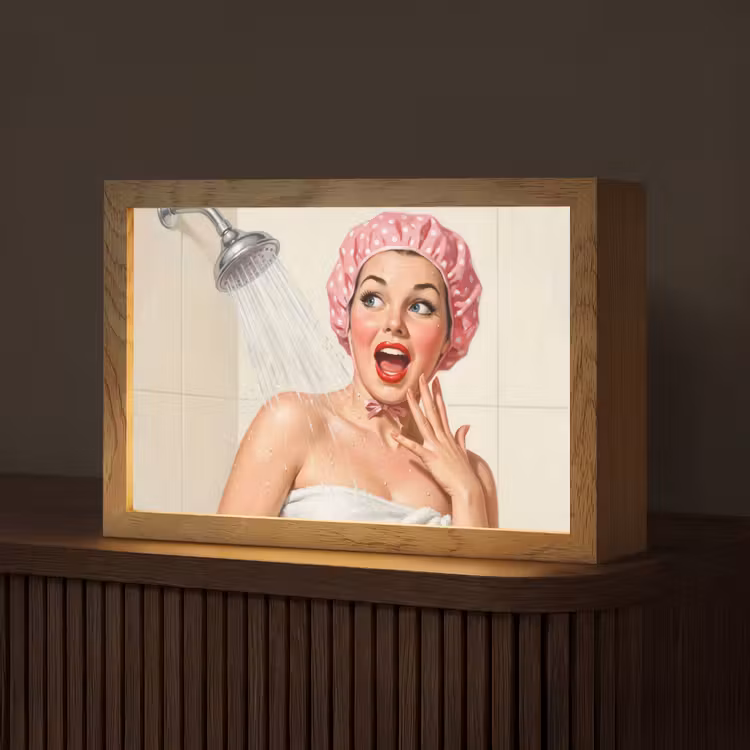 Vrouw - Douche - Roze Light Box met kabel (Tafellamp) klein -z3d_website