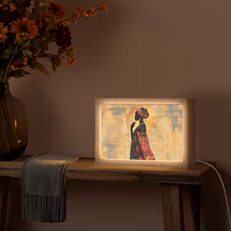Vrouw - Silhouet - Patronen - Sierlijk Light Box met kabel (Tafellamp) klein -sfeer4