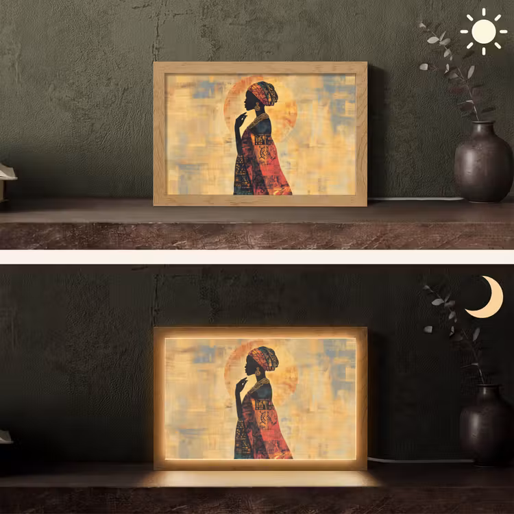 Vrouw - Silhouet - Patronen - Sierlijk Light Box met kabel (Tafellamp) klein -sfeer3