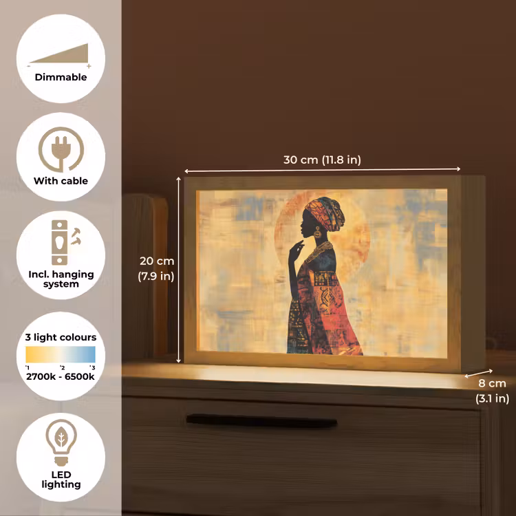 Vrouw - Silhouet - Patronen - Sierlijk Light Box met kabel (Tafellamp) klein -USP_EN