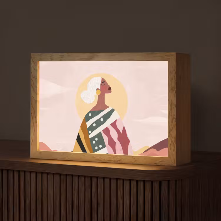 Vrouw - Zon - Kleurrijk Light Box met kabel (Tafellamp) klein -z3d_website