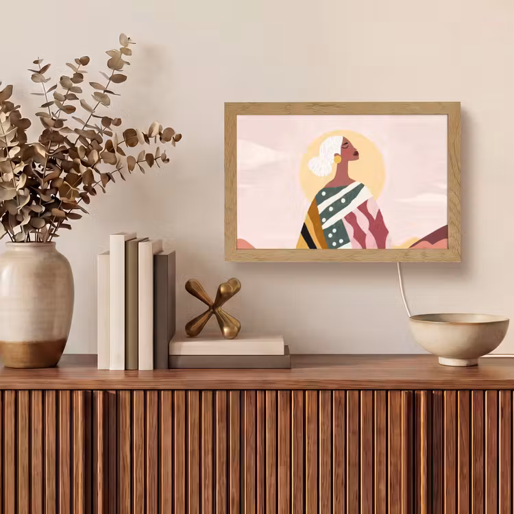 Vrouw - Zon - Kleurrijk Light Box met kabel (Tafellamp) klein -sfeer2