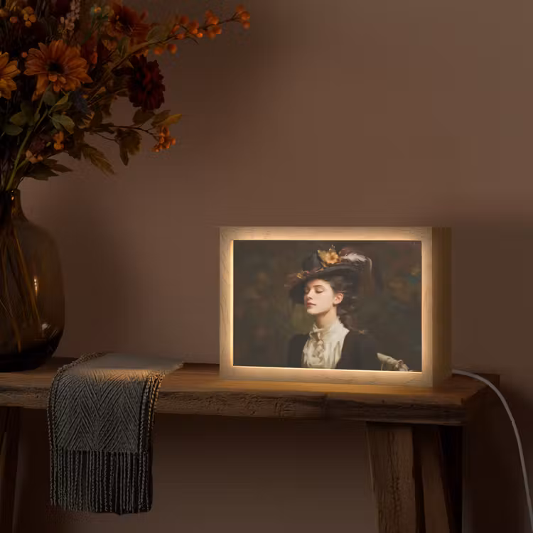 Vrouw - Victoriaans - Portret Light Box met kabel (Tafellamp) klein -sfeer4