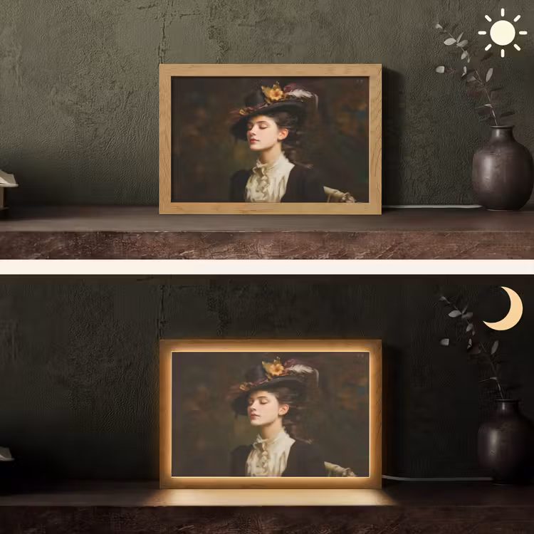 Vrouw - Victoriaans - Portret Light Box met kabel (Tafellamp) klein -sfeer3