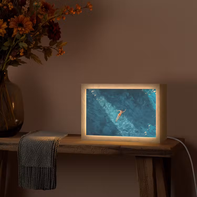 Vrouw - Water - Bikini - Oranje Light Box met kabel (Tafellamp) klein -sfeer4