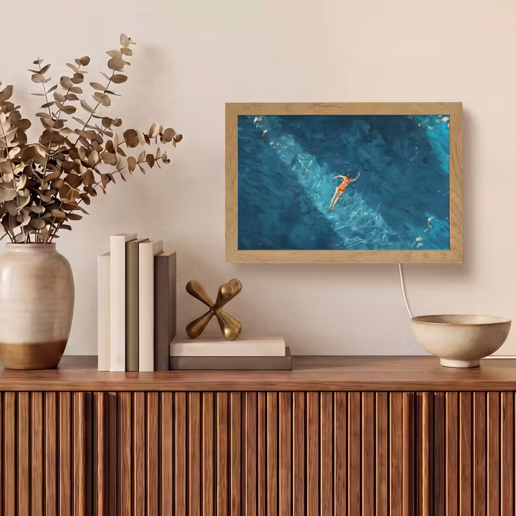 Vrouw - Water - Bikini - Oranje Light Box met kabel (Tafellamp) klein -sfeer2
