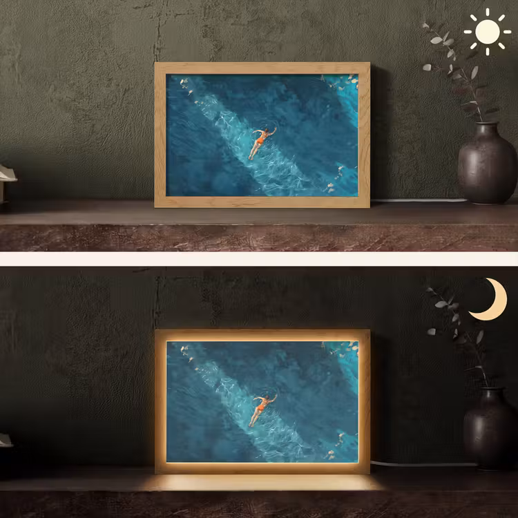Vrouw - Water - Bikini - Oranje Light Box met kabel (Tafellamp) klein -sfeer3