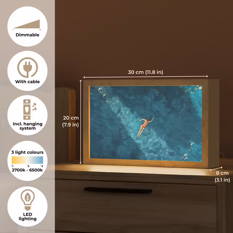 Vrouw - Water - Bikini - Oranje Light Box met kabel (Tafellamp) klein -USP_EN