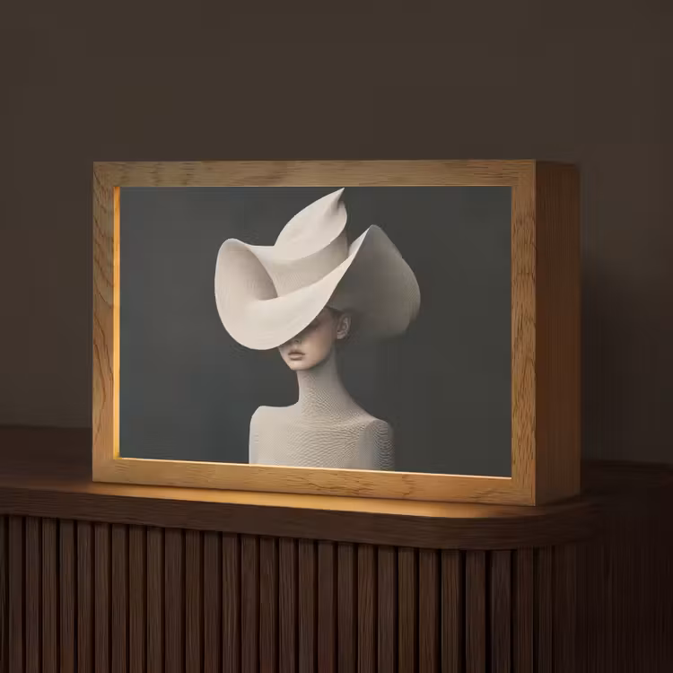 Vrouw - Golvende - Hoed Light Box met kabel (Tafellamp) klein -z3d_website