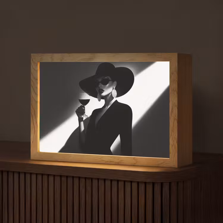 Vrouw - Wijn - Chic Light Box met kabel (Tafellamp) klein -z3d_website